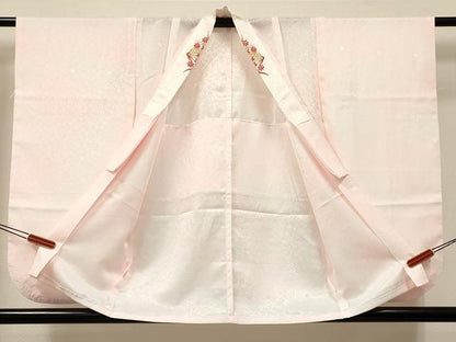 平和屋着物[]女の子　子供　長襦袢　無双仕立て　舞花地紋　暈し染め　半衿刺繍　DABC5330ma