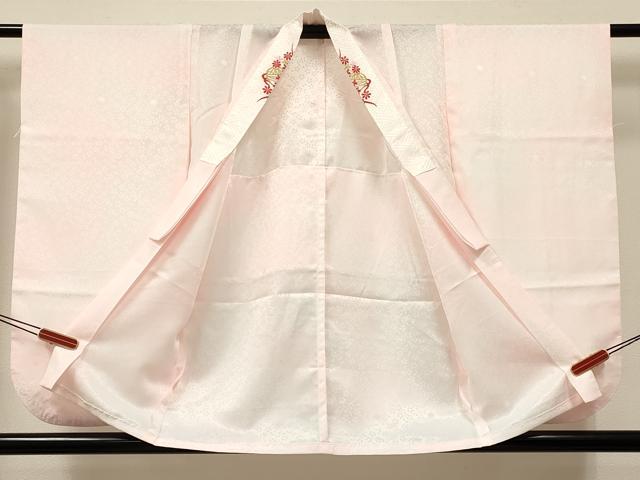 平和屋着物[]女の子　子供　長襦袢　無双仕立て　舞花地紋　暈し染め　半衿刺繍　DABC5330ma