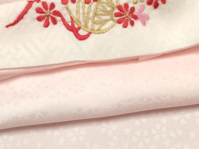 平和屋着物[]女の子　子供　長襦袢　無双仕立て　舞花地紋　暈し染め　半衿刺繍　DABC5330ma