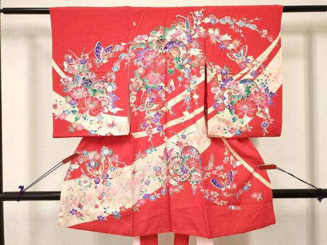 平和屋着物[]お宮参り　女の子　祝着　産着　初着　のしめ　鼓花蝶文　金銀彩　逸品　DABC5331ma