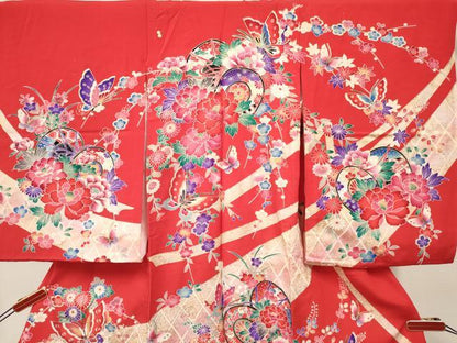平和屋着物[]お宮参り　女の子　祝着　産着　初着　のしめ　鼓花蝶文　金銀彩　逸品　DABC5331ma