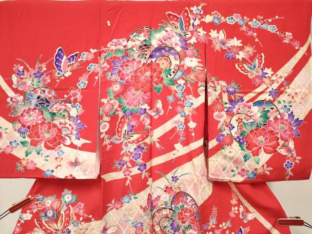 平和屋着物[]お宮参り 女の子 祝着 産着 初着 のしめ 鼓花蝶文 金銀彩 逸品 DABC5331ma
