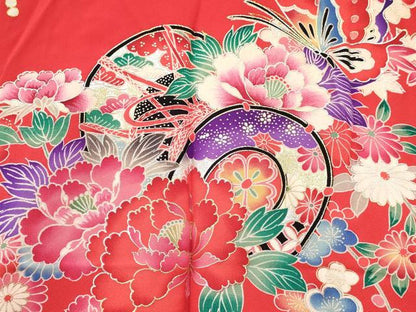 平和屋着物[]お宮参り 女の子 祝着 産着 初着 のしめ 鼓花蝶文 金銀彩 逸品 DABC5331ma