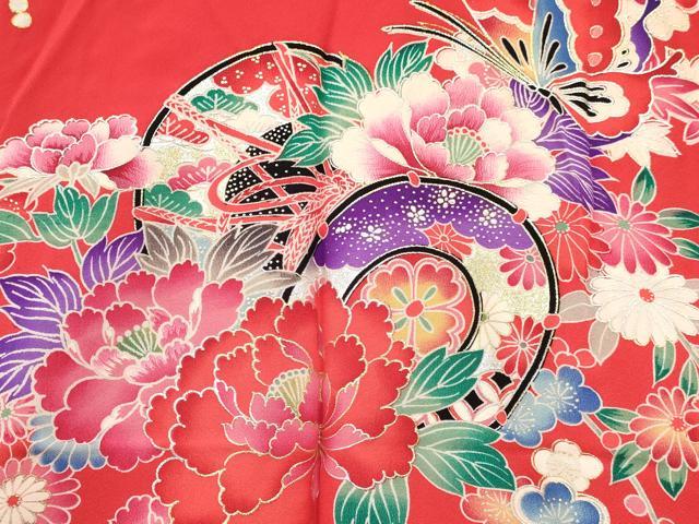 平和屋着物[]お宮参り 女の子 祝着 産着 初着 のしめ 鼓花蝶文 金銀彩 逸品 DABC5331ma