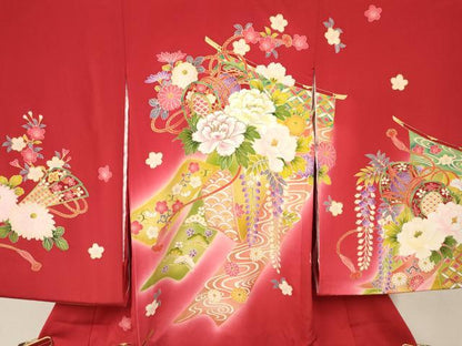 平和屋着物[]お宮参り　女の子　祝着　産着　初着　のしめ　刺繍　几帳鼓牡丹花文　暈し染め　金彩　逸品　DABC5332ma