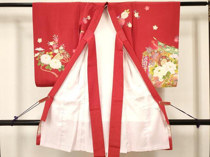 平和屋着物[]お宮参り　女の子　祝着　産着　初着　のしめ　刺繍　几帳鼓牡丹花文　暈し染め　金彩　逸品　DABC5332ma