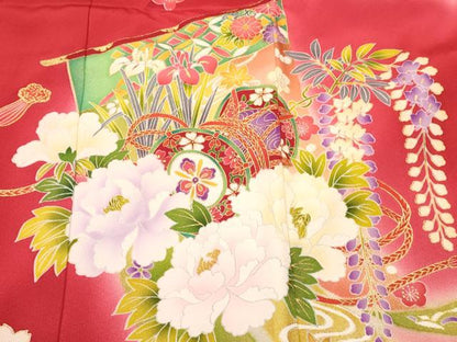 平和屋着物[]お宮参り　女の子　祝着　産着　初着　のしめ　刺繍　几帳鼓牡丹花文　暈し染め　金彩　逸品　DABC5332ma