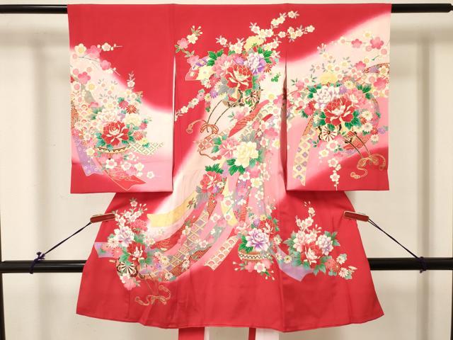 平和屋着物[]お宮参り　女の子　祝着　産着　初着　のしめ　刺繍　花車文　暈し染め　金彩　逸品　DABC5333ma