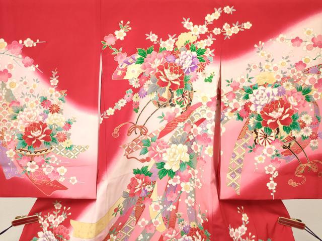 平和屋着物[]お宮参り　女の子　祝着　産着　初着　のしめ　刺繍　花車文　暈し染め　金彩　逸品　DABC5333ma