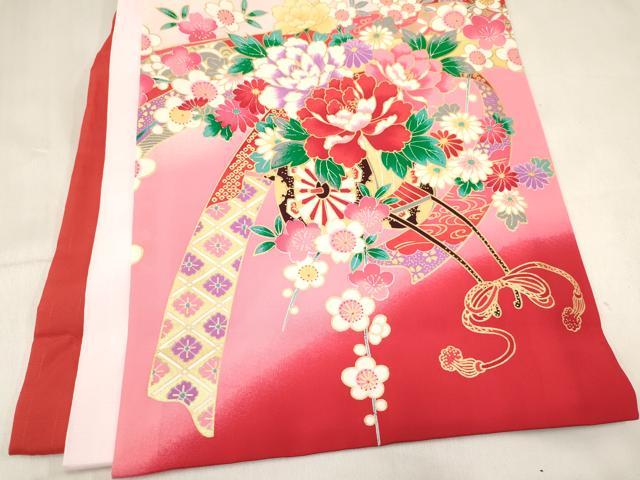平和屋着物[]お宮参り　女の子　祝着　産着　初着　のしめ　刺繍　花車文　暈し染め　金彩　逸品　DABC5333ma