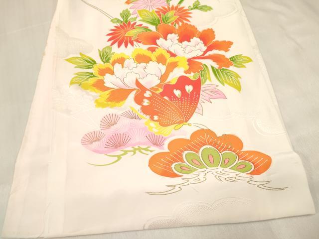 平和屋着物[]お宮参り　女の子　祝着　産着　初着　のしめ　刺繍　舞蝶花車文　金彩　逸品　DABC5334ma