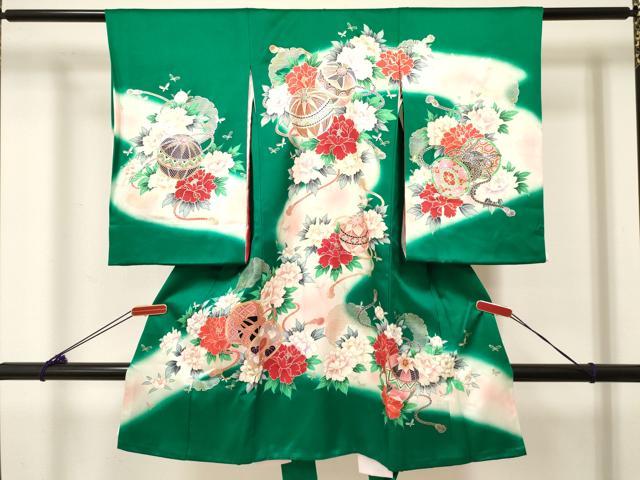 平和屋着物[]お宮参り 女の子 祝着 産着 初着 のしめ 鼓鞠花文 暈し染め 金銀彩 逸品 DABC5335ma