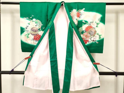 平和屋着物[]お宮参り 女の子 祝着 産着 初着 のしめ 鼓鞠花文 暈し染め 金銀彩 逸品 DABC5335ma