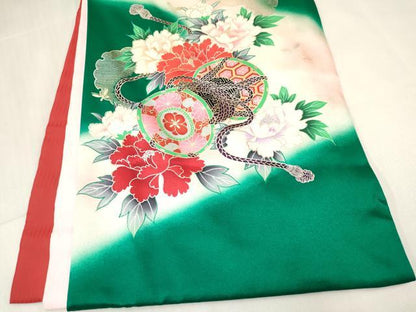 平和屋着物[]お宮参り　女の子　祝着　産着　初着　のしめ　鼓鞠花文　暈し染め　金銀彩　逸品　DABC5335ma