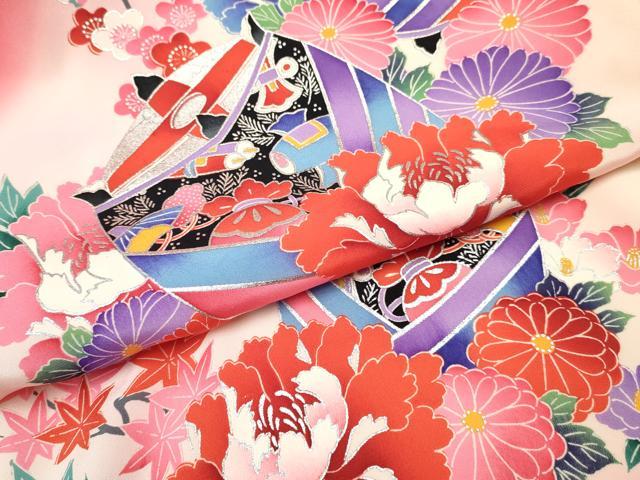 平和屋着物[]お宮参り　女の子　祝着　産着　初着　のしめ　宝尽くし　糸車花文　暈し染め　金銀彩　逸品　DABC5336ma