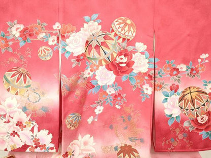 平和屋着物[]お宮参り　女の子　祝着　産着　初着　のしめ　鴛鴦　鳳凰鞠花文　暈し染め　金銀彩　金通し地　逸品　DABC5338ma