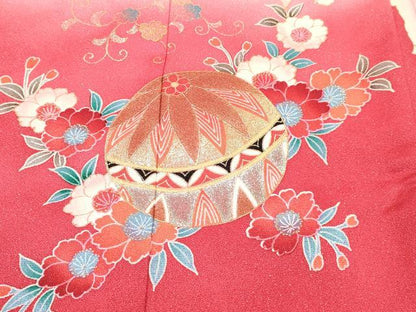 平和屋着物[]お宮参り　女の子　祝着　産着　初着　のしめ　鴛鴦　鳳凰鞠花文　暈し染め　金銀彩　金通し地　逸品　DABC5338ma