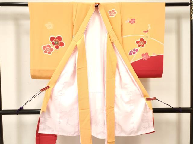 平和屋着物[]お宮参り　女の子　祝着　産着　初着　のしめ　駒刺繍　枝梅文　金彩　逸品　DABC5339ma