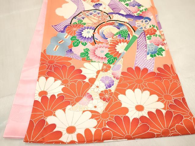 平和屋着物[]お宮参り　女の子　祝着　産着　初着　のしめ　駒刺繍　檜扇鼓孔雀花文　金彩　逸品　DABC5340ma