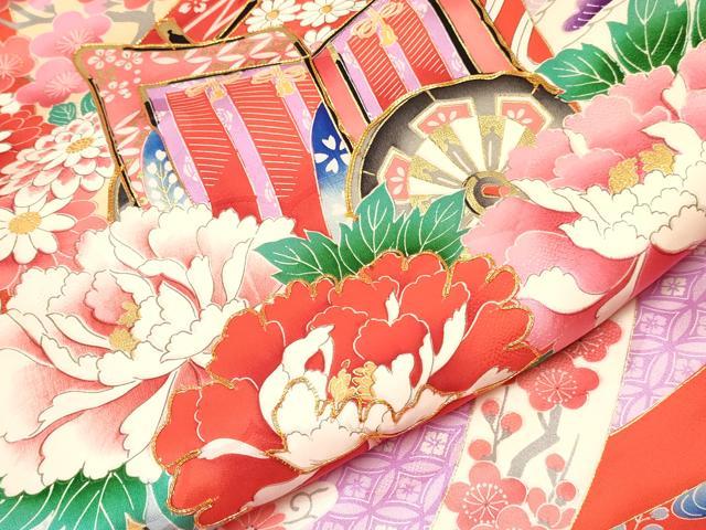 平和屋着物[]お宮参り 女の子 祝着 産着 初着 のしめ 駒刺繍 几帳御所車花文 金彩 逸品 DABC5341ma