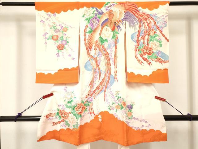 平和屋着物[]お宮参り　女の子　祝着　産着　初着　のしめ　駒刺繍　鳳凰牡丹花文　金彩　逸品　DABC5342ma