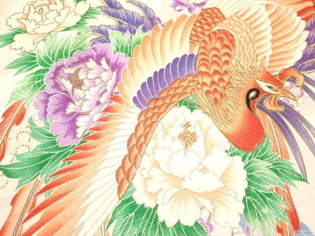 平和屋着物[]お宮参り 女の子 祝着 産着 初着 のしめ 駒刺繍 鳳凰牡丹花文 金彩 逸品 DABC5342ma