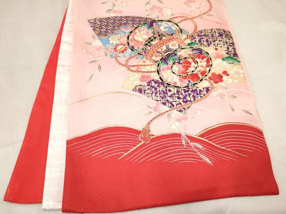 平和屋着物[]お宮参り 女の子 祝着 産着 初着 のしめ 地紙重ね鼓花文 暈し染め 金彩 逸品 DABC5343ma
