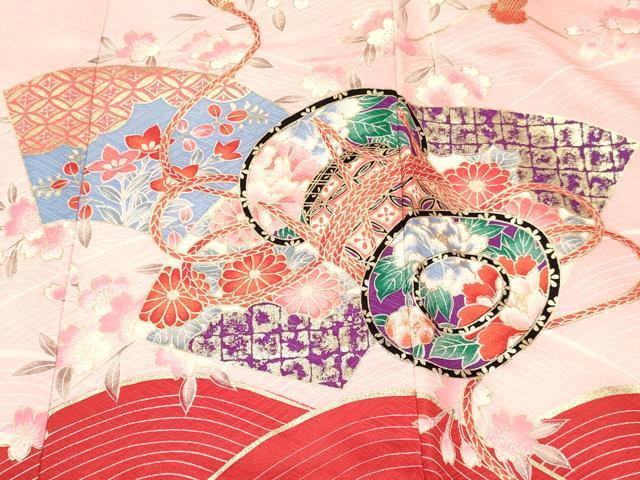 平和屋着物[]お宮参り　女の子　祝着　産着　初着　のしめ　地紙重ね鼓花文　暈し染め　金彩　逸品　DABC5343ma