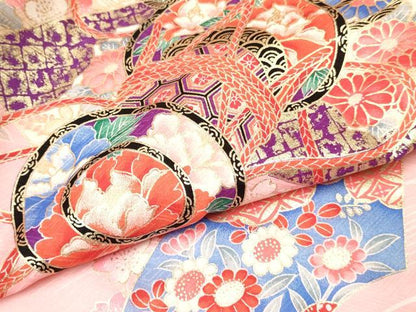 平和屋着物[]お宮参り　女の子　祝着　産着　初着　のしめ　地紙重ね鼓花文　暈し染め　金彩　逸品　DABC5343ma