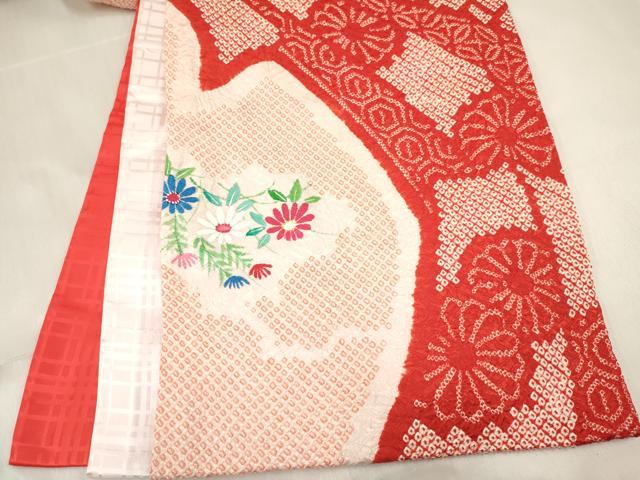平和屋着物[]お宮参り　女の子　祝着　産着　初着　のしめ　絞り　束ね熨斗陶器花文　逸品　DABC5345ma