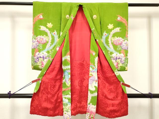 平和屋着物[]アンティーク　大正ロマン　お宮参り　女の子　祝着　産着　初着　のしめ　乱菊　鳳凰花文　逸品　DABC5346ma