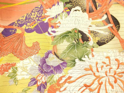 平和屋着物[]アンティーク 大正ロマン お宮参り 女の子 祝着 産着 初着 のしめ 刺繍 乱菊 鼓花丸文 暈し染め 金彩 逸品 DABC5347ma