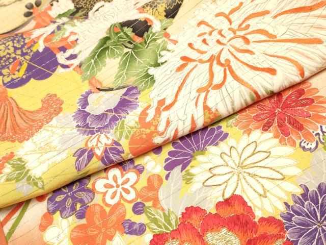 平和屋着物[]アンティーク 大正ロマン お宮参り 女の子 祝着 産着 初着 のしめ 刺繍 乱菊 鼓花丸文 暈し染め 金彩 逸品 DABC5347ma