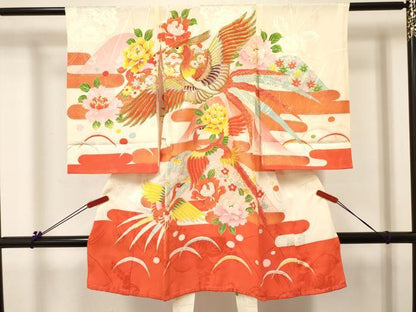 平和屋着物[]お宮参り 女の子 祝着 産着 初着 のしめ 刺繍 鳳凰花文 金彩 逸品 DABC5348ma