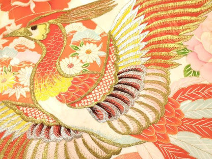 平和屋着物[]お宮参り　女の子　祝着　産着　初着　のしめ　刺繍　鳳凰花文　金彩　逸品　DABC5348ma