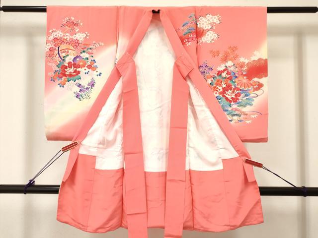 平和屋着物[]お宮参り　女の子　祝着　産着　初着　のしめ　几帳飛鶴花鞠文　暈し染め　金銀彩　逸品　DABC5350ma