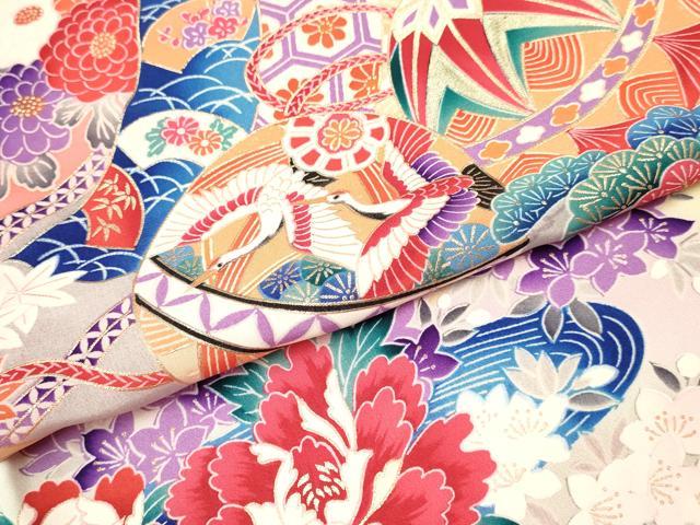 平和屋着物[]お宮参り　女の子　祝着　産着　初着　のしめ　几帳飛鶴花鞠文　暈し染め　金銀彩　逸品　DABC5350ma