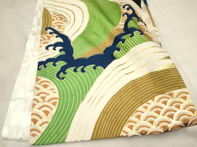 平和屋着物[]お宮参り　男の子　祝着　産着　初着　のしめ　刺繍　鷹　鷲　立波文　金彩　逸品　DABC5351ma