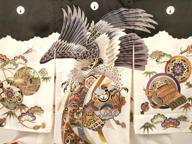 平和屋着物[]お宮参り　男の子　祝着　産着　初着　のしめ　鷹　鷲　雪輪笹松文　金彩　逸品　DABC5354ma