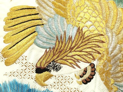 平和屋着物[]お宮参り　男の子　祝着　産着　初着　のしめ　刺繍　鷹　鷲　松文　暈し染め　金彩　DABC5356ma