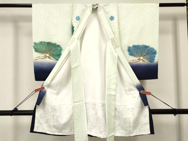 平和屋着物[]お宮参り 男の子 祝着 産着 初着 のしめ 刺繍 鷹 鷲 松文 暈し染め 金彩 DABC5356ma