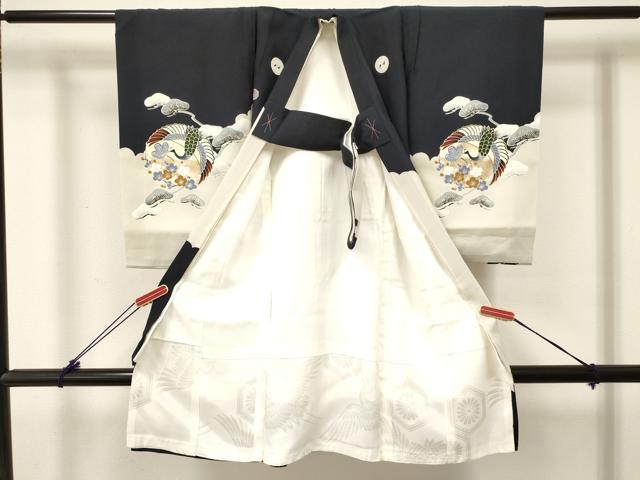 平和屋着物[]お宮参り　男の子　祝着　産着　初着　のしめ　龍　兜　几帳吉祥花鳥文　暈し染め　金銀彩　逸品　未使用　DABC5358ma