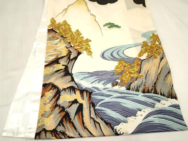 平和屋着物[]お宮参り　男の子　祝着　産着　初着　のしめ　刺繍　鷹　鷲　立波文　金彩　逸品　DABC5359ma
