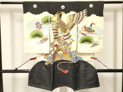 平和屋着物[]お宮参り　男の子　祝着　産着　初着　のしめ　刺繍　鷹　鷲　宝船　金彩　逸品　DABC5361ma