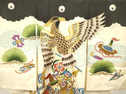 平和屋着物[]お宮参り 男の子 祝着 産着 初着 のしめ 刺繍 鷹 鷲 宝船 金彩 逸品 DABC5361ma