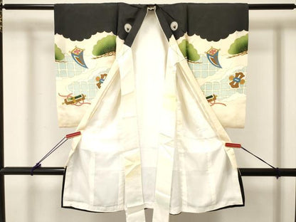 平和屋着物[]お宮参り　男の子　祝着　産着　初着　のしめ　刺繍　鷹　鷲　宝船　金彩　逸品　DABC5361ma
