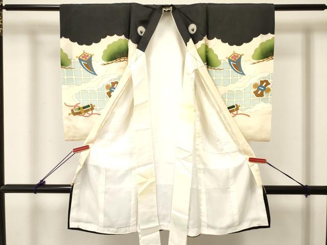 平和屋着物[]お宮参り　男の子　祝着　産着　初着　のしめ　刺繍　鷹　鷲　宝船　金彩　逸品　DABC5361ma