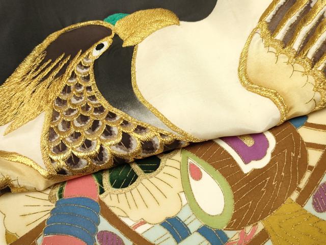 平和屋着物[]お宮参り　男の子　祝着　産着　初着　のしめ　刺繍　鷹　鷲　宝船　金彩　逸品　DABC5361ma