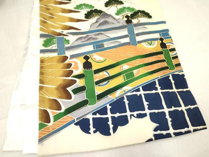平和屋着物[]お宮参り　男の子　祝着　産着　初着　のしめ　刺繍　鷹　鷲　風景松文　金彩　逸品　DABC5362ma
