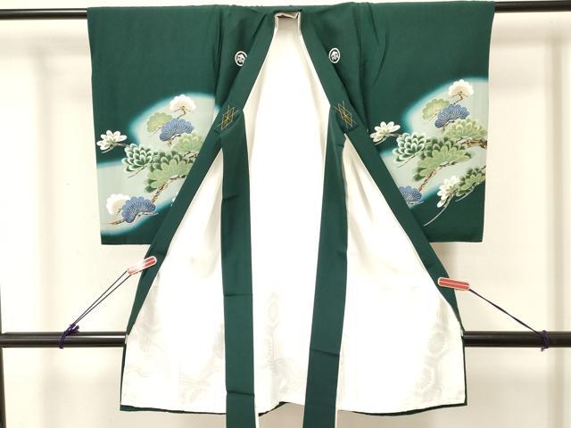 平和屋着物[]お宮参り 男の子 祝着 産着 初着 のしめ 鷹 鷲 龍 兜 風景松文 暈し染め 金彩 逸品 DABC5365ma